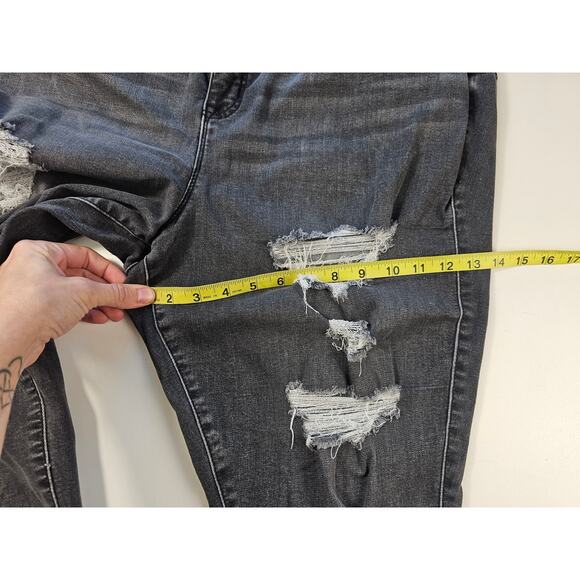 Torrid skinny bombshell black wash destroyed raw hem stretch SOFT jeans 24R HR - Picture 7 of 8